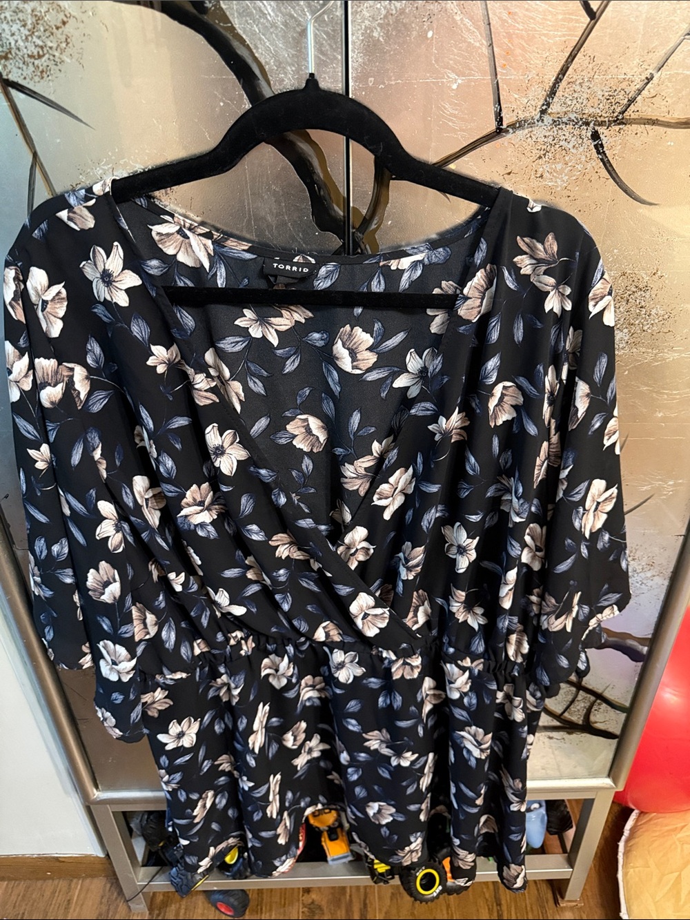 torrid Black Floral Wrap Midi Dress